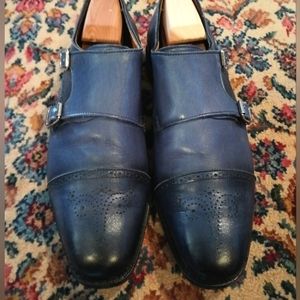 Allen Edmonds St. John's Men's Double Monk Strap Oxfords Blue 12 E